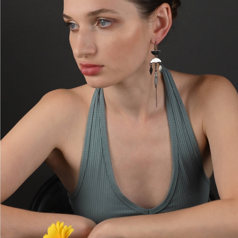 Labradorite Tube Bead Earrings